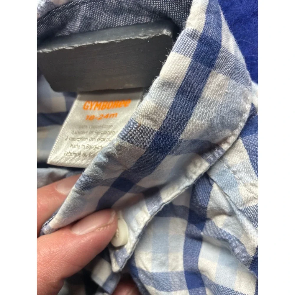[Preppy] Toddler Gymboree Gingham Button Down Shirt 18-24M Blue‎